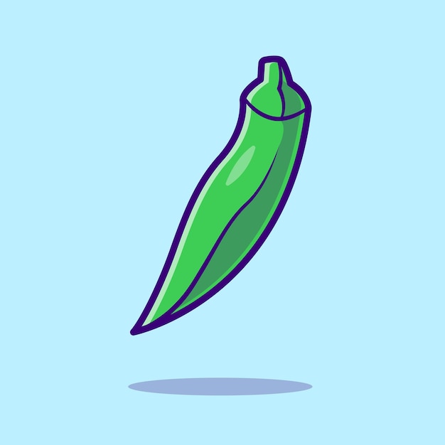 Okra Vegetable Cartoon Vector Icon Illustration Food Nature Icon Concept Isolated Premium Vector