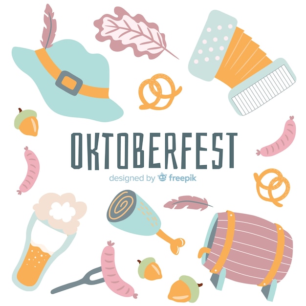 Free Vector oktoberfest background with food and music illustrations