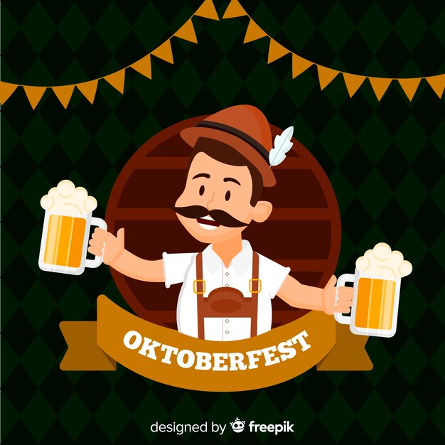 Oktoberfest background with happy man