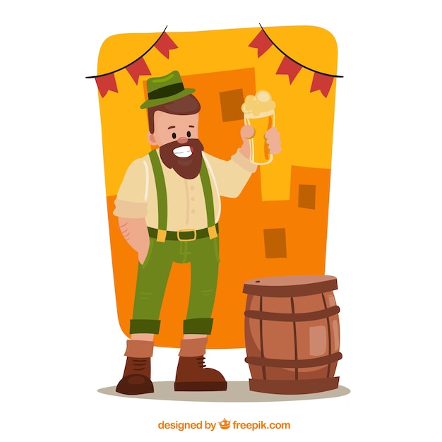 Oktoberfest background with man character