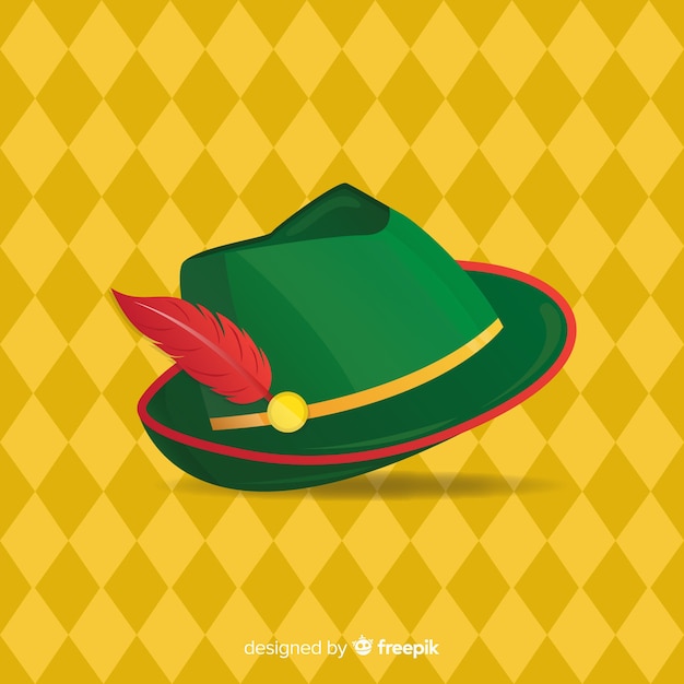 Free Vector oktoberfest background with tirol hat in flat design