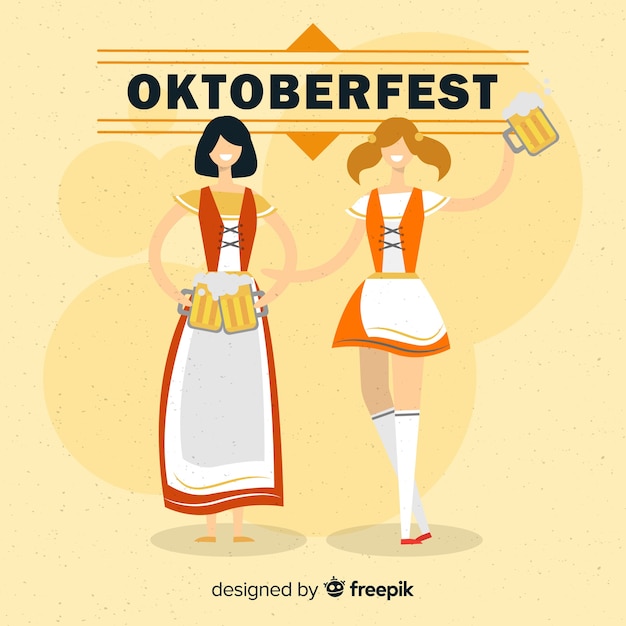 Free Vector oktoberfest background with two women