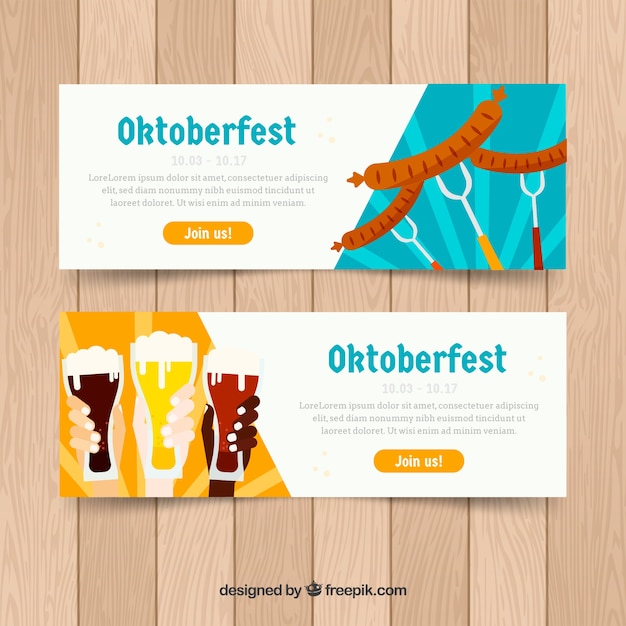 Oktoberfest banner template set in flat design