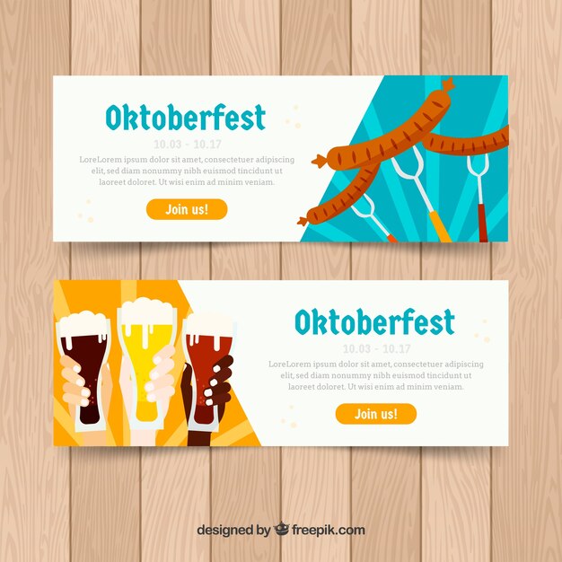 Free Vector oktoberfest banner template set in flat design