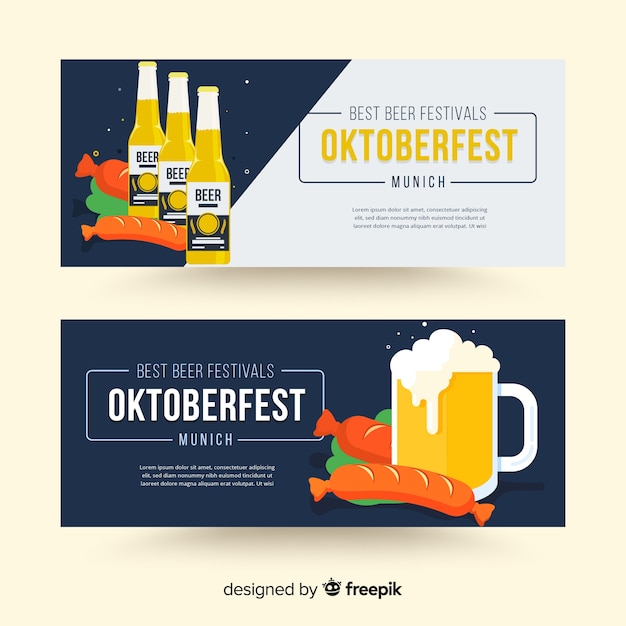 Oktoberfest banners in flat style