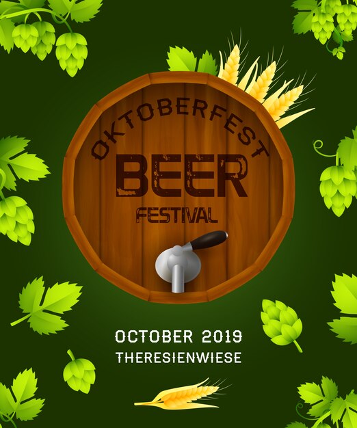 Oktoberfest beer festival banner on dark green 