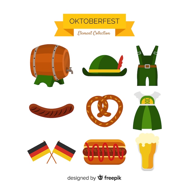 Oktoberfest classic element collection with flat design