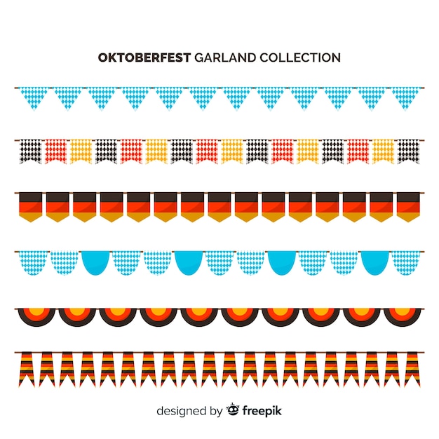 Free Vector oktoberfest colorful garland collection in flat design