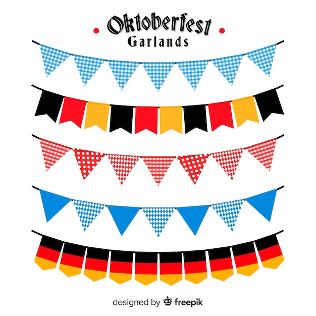 Oktoberfest colorful garland collection in flat design