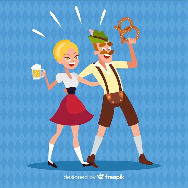 Free Vector oktoberfest concept background with cute couple