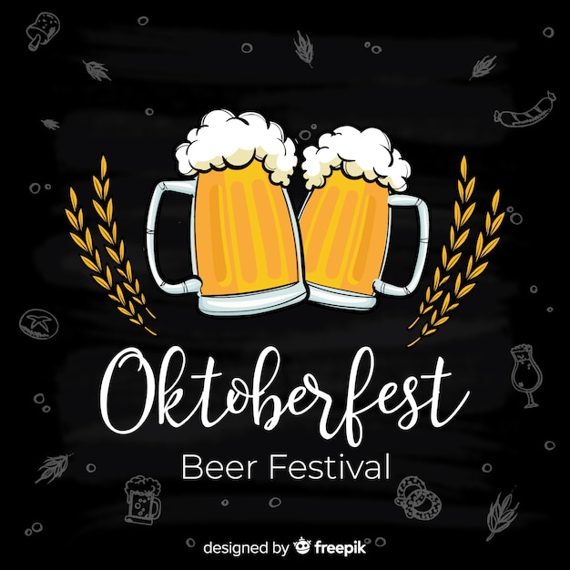 Oktoberfest concept background with jars of beer