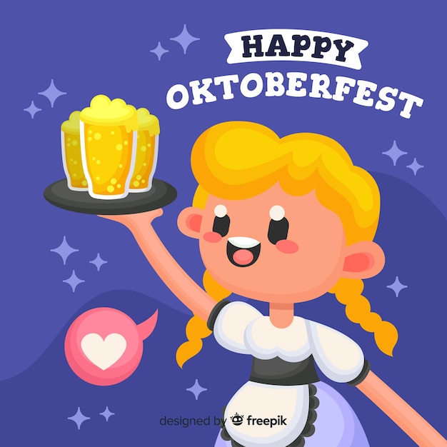 Oktoberfest concept with flat design background