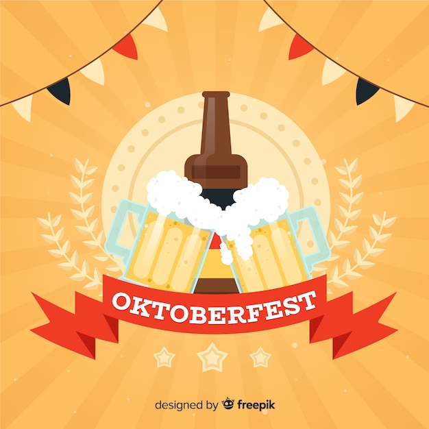 Oktoberfest concept with flat design background