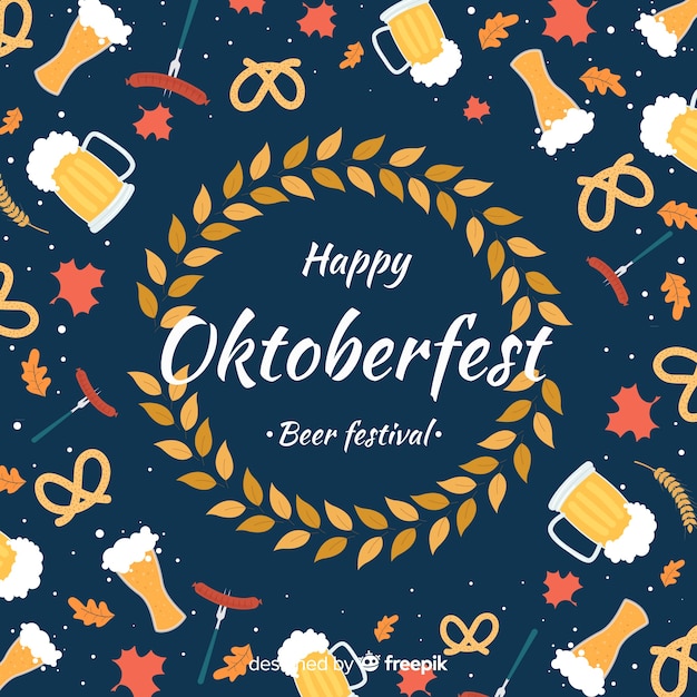 Oktoberfest concept with flat design background