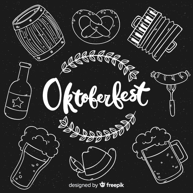 Free Vector oktoberfest elements background blackboard style