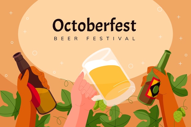 Oktoberfest hand drawn flat background