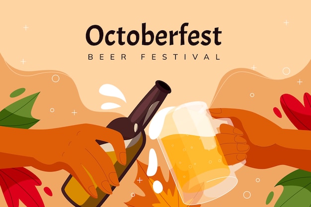 Oktoberfest hand drawn flat background