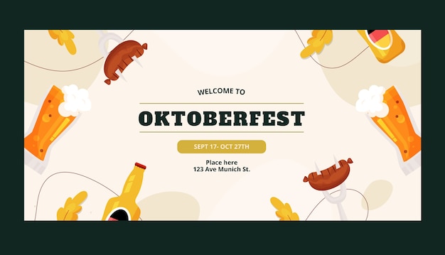 Oktoberfest hand drawn flat banner