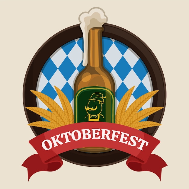 Oktoberfest hand drawn flat logo