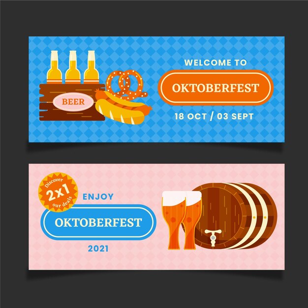 Oktoberfest horizontal banners set