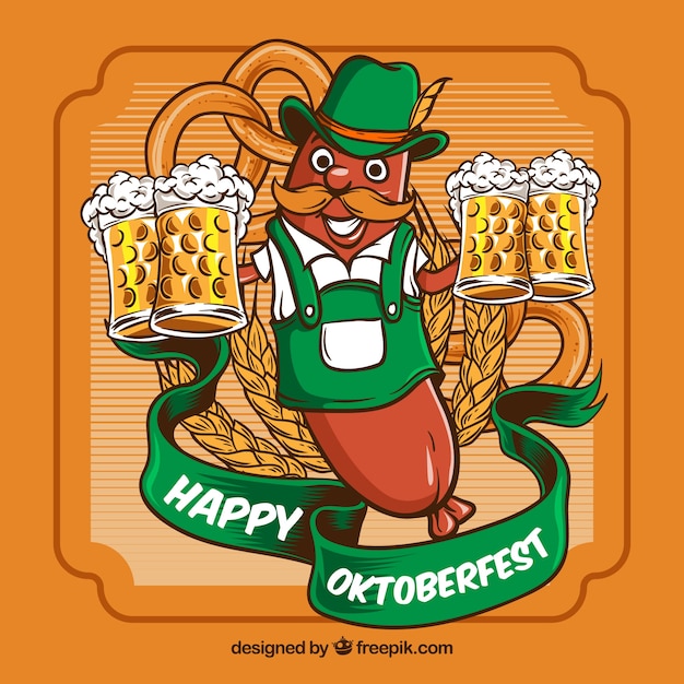 Oktoberfest, orange badge with beer