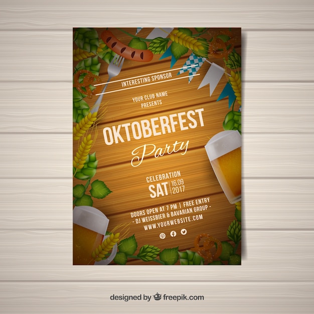 Free Vector oktoberfest party flyer