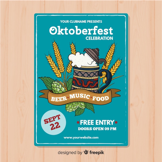 Free Vector oktoberfest party poster template