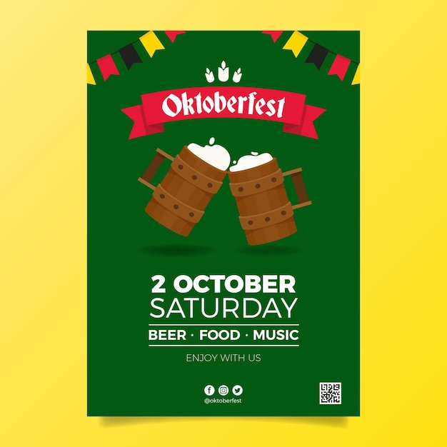 Oktoberfest poster flat design template