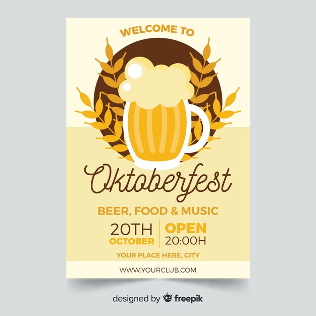 Oktoberfest poster template flat style