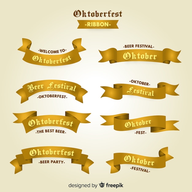 Oktoberfest ribbons collection in flat design