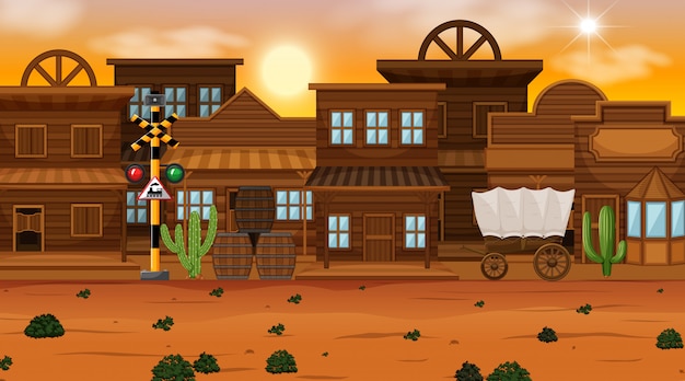 Free Vector old desert town scene