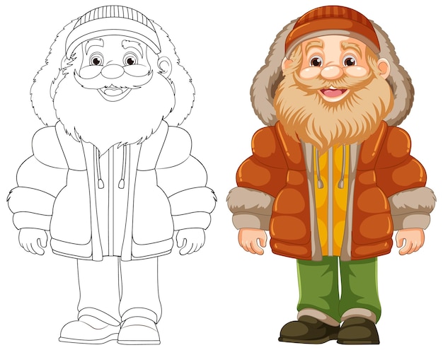 Free Vector old man cartoon character in winter attire