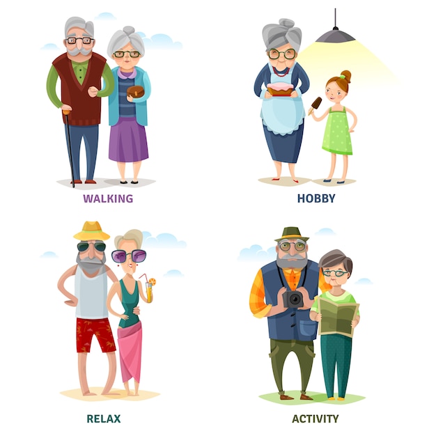 Free Vector old people cartoon collection