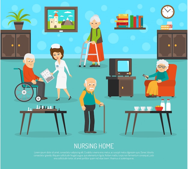 Old People Nursing Home Flat Poster 