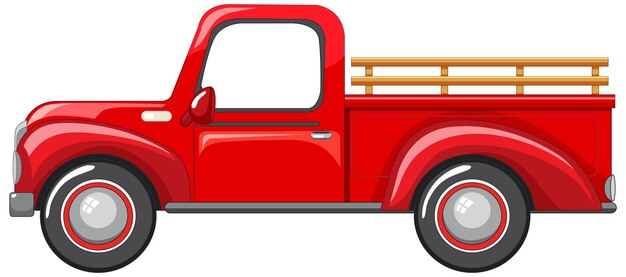 Old red truck on white background