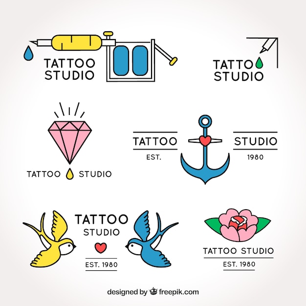 Old school tattoo logo collection