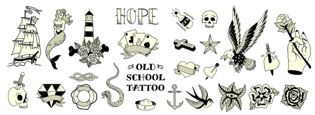 old school tattoos illustration