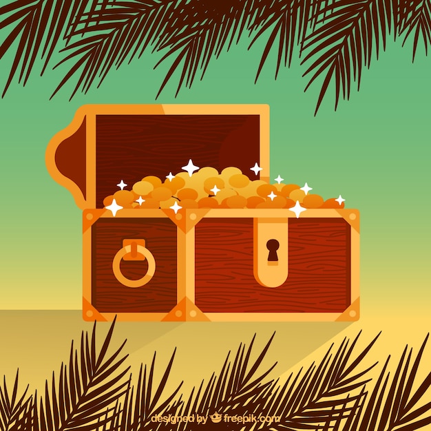 Free Vector old treasure chest with flat design