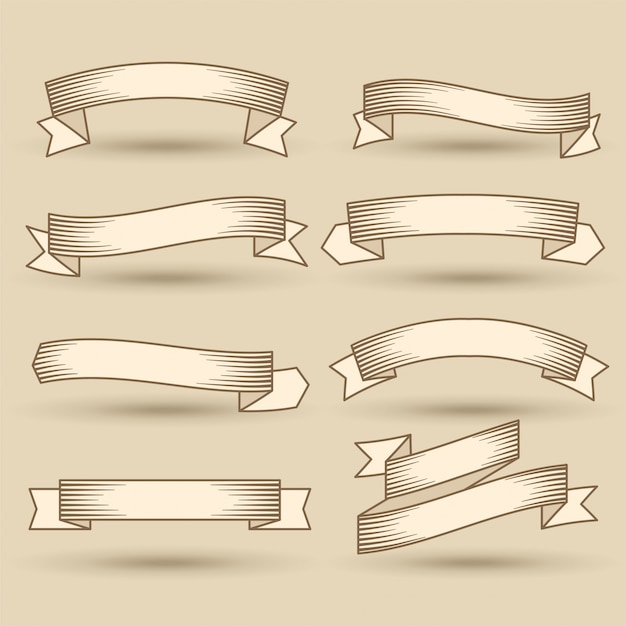 Free vector old vintage ribbons banner set