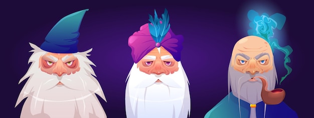 Free vector old wizard characters set