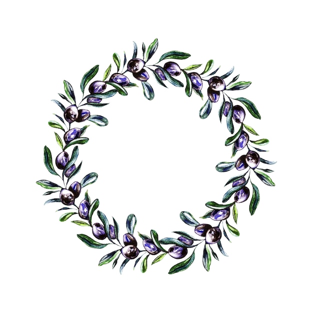 Olive watercolor wreath