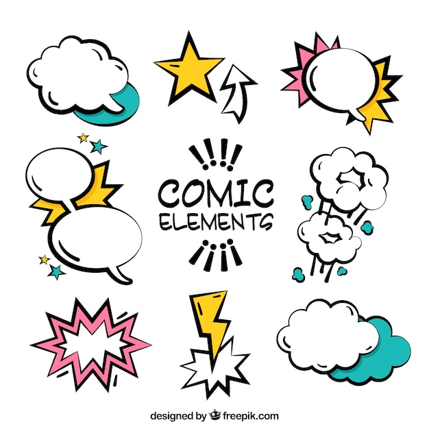 Free Vector ollection of artistic comic speech bubbles