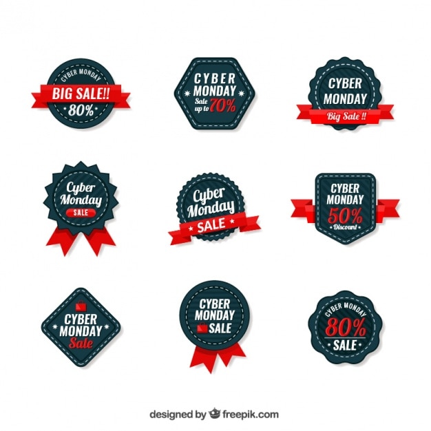 Free Vector ollection of cyber ​​monday deals badges 