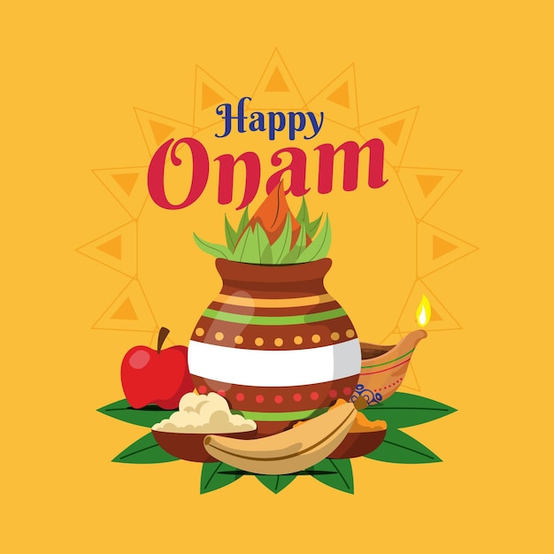 Onam illustration with decoration