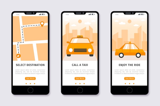 Onboarding app design for taxi service