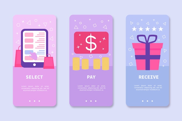 Onboarding app theme for online purchase