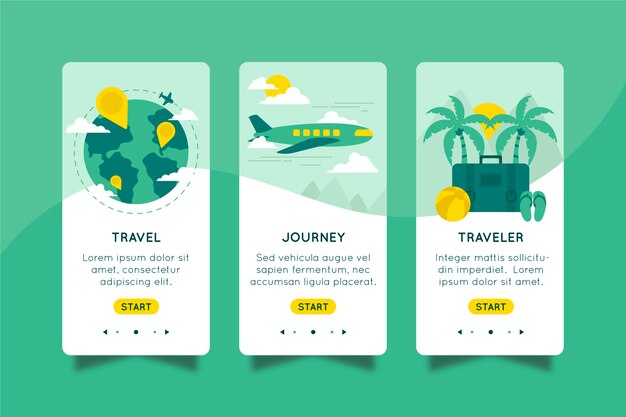 Onboarding app for traveling concept