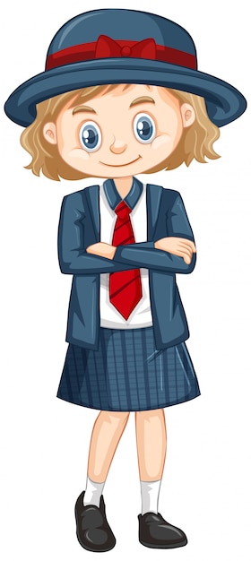 Free Vector one happy girl in school uniform