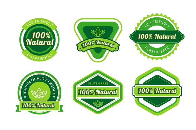 One hundred percent natural badge set