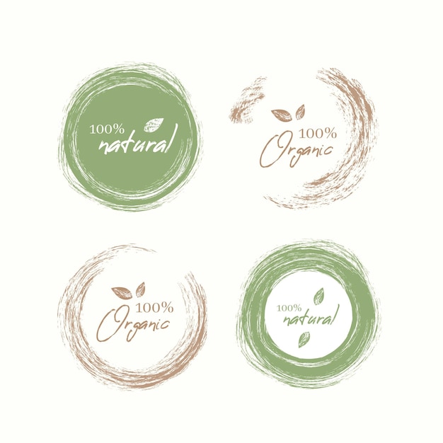 Free Vector one hundred percent natural label pack